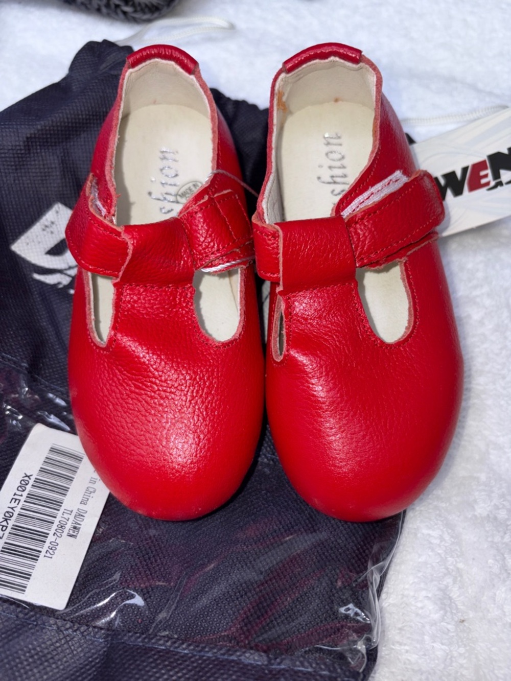 Kids Red T-Strap Leather Shoes